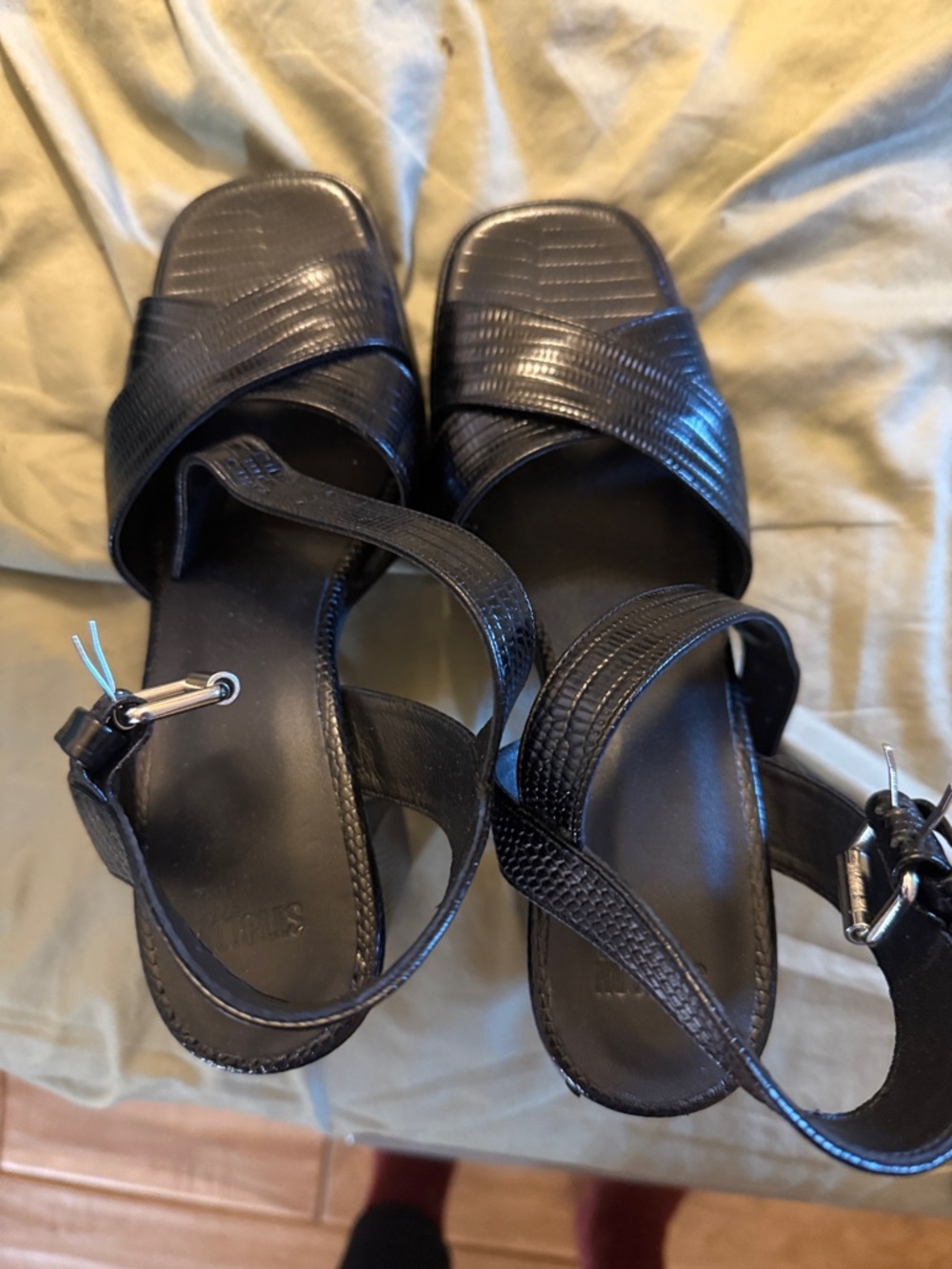 The Kooples BLACK LIZARD EFFECT LEATHER HEELED PLATFORM